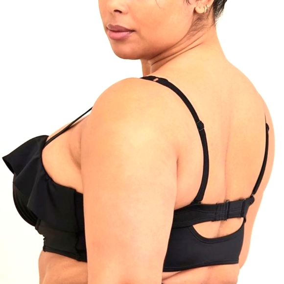 ❤️NWT VINTAGE TORRID UNDERWIRE SWIM TOP RUFFLE BLACK - PLUS SIZE - Picture 2 of 11